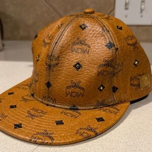 MCM Tan Leather Studded Cap